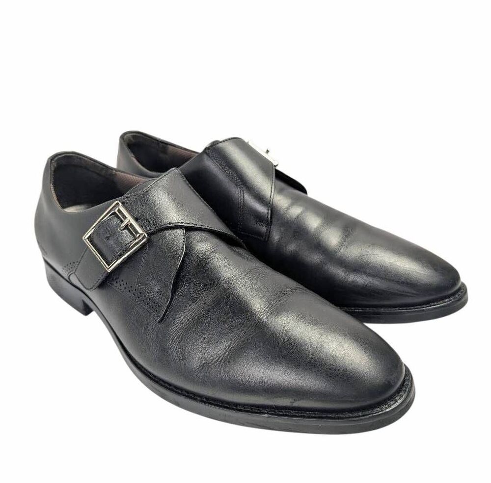 Johnston & Murphy Black leather monk strap XC flex memory foam dress shoe 11
